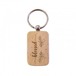 Portachiavi in legno Blessed - Idea regalo cristiana