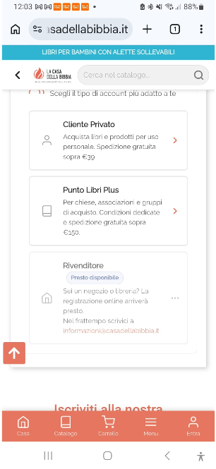 Scelta tipo di account