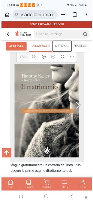 Scheda prodotto con estratto aperto