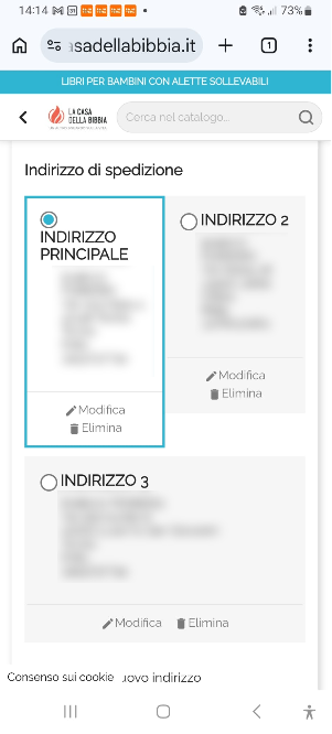 Elenco indirizzi salvati