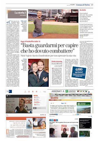 Varie notizie Nick Vujicic su media