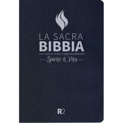 Bibbia da studio "Spirito e Vita" (R2) Pelle sintetica Blu, Titolo e Taglio Argento