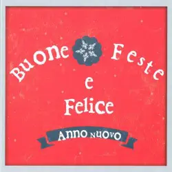 Biglietto "Buone Feste" fiocchi di neve rosso con busta