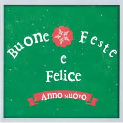 Biglietto "Buone Feste" fiocchi di neve verde con busta