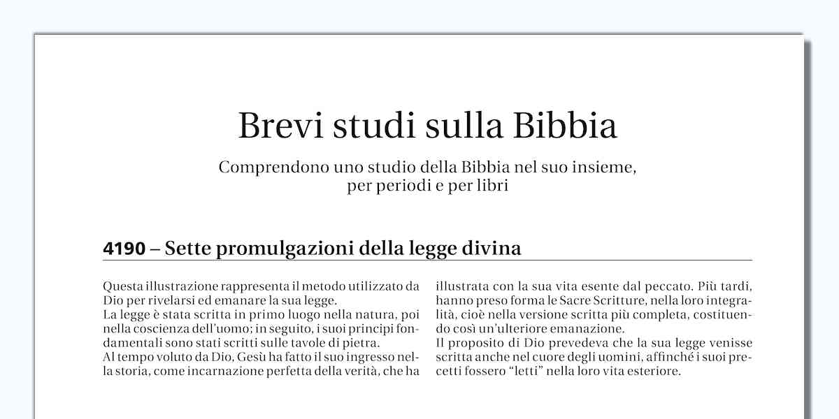 STUDI BREVI SULLA BIBBIA