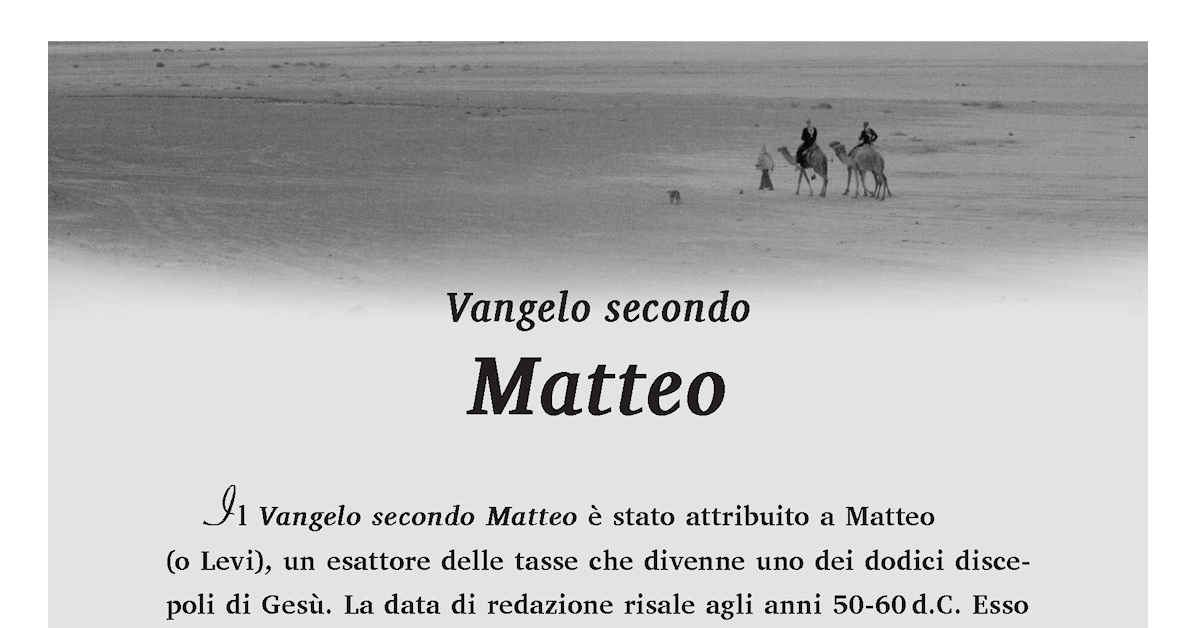 prima pagina vangelo matteo thompson